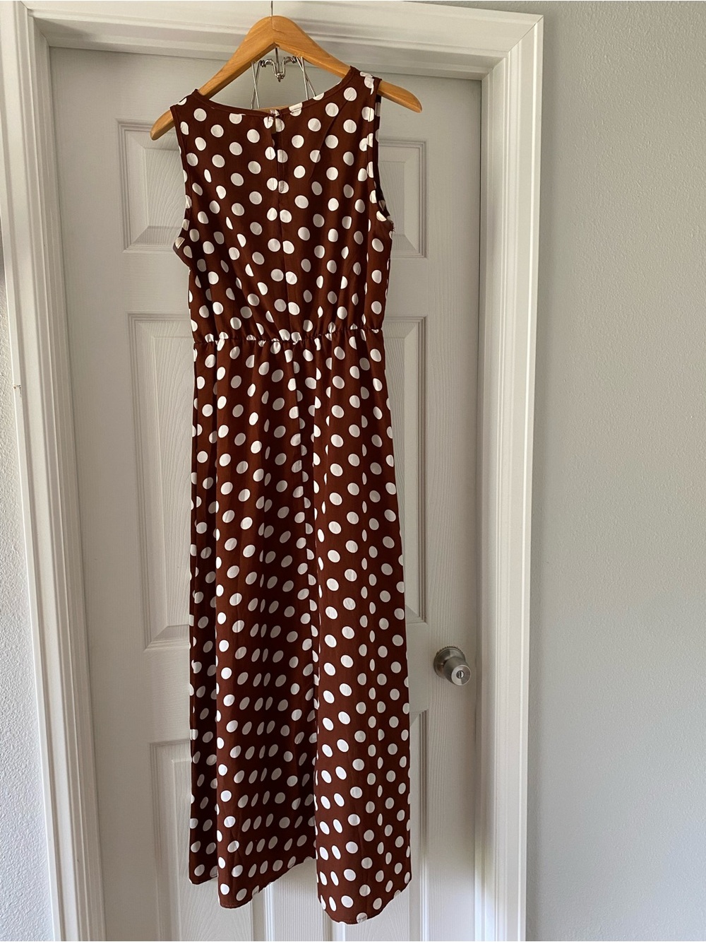 Women’s Brown Polka Dot Sleeveless Dress XL - Picture 5 of 8